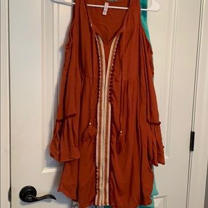 off the shoulder orange dress